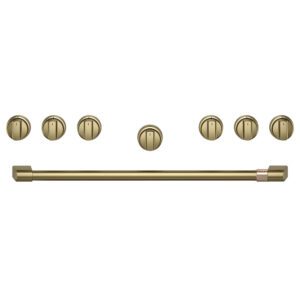 Café Custom Handle and Knob Kit for 36in Pro Range and Rangetop Brushed Brass