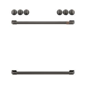 Café Front Control Induction Knobs and Handles Brushed Black