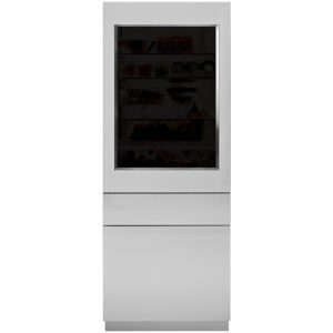 30" Integrated Refrigerator Stainless Steel Glass Door Panel, 84" Opening -3/4", Left Hand